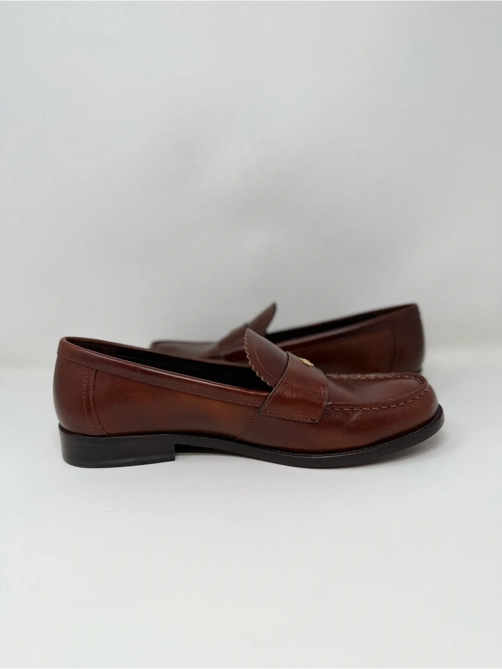 New Tory Burch Classic Leather Loafer In Brown Sz 9.5